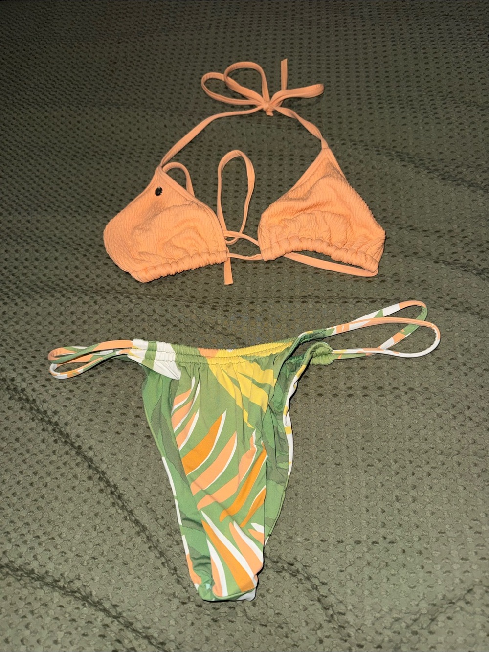 Roxy Peach & Tropical Print Two-Piece Bikini Set